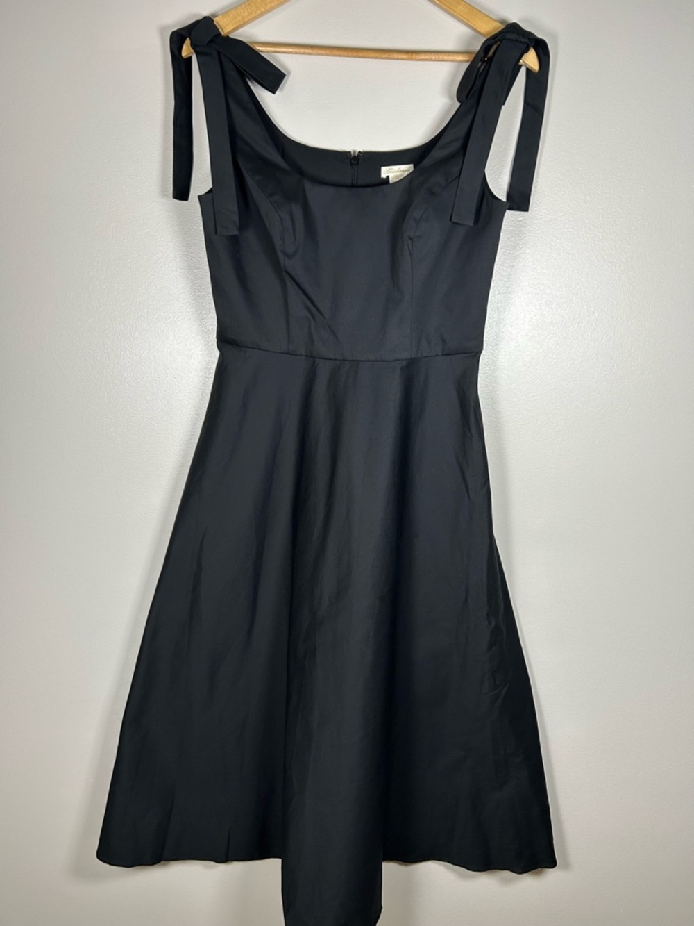 Shoshanna Black Midi Dress with Tie-Shoulder Straps - Picture 4 of 13